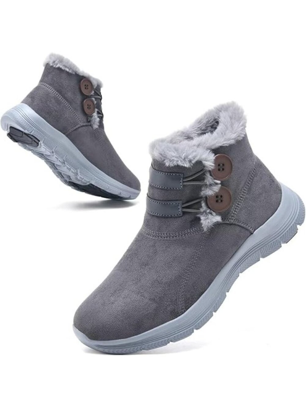 TIOSEBON Women's Winter Ankle Fur Lined Boots Anti-Slip On Resistant Booties Sho - Picture 3 of 14
